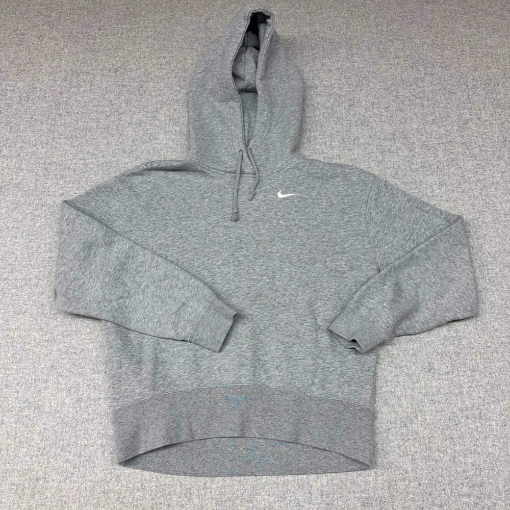 Nike‎ | Pullover Hoodie | S | Gray | Embroidered Swoosh Fleece Sweatshirt 0121